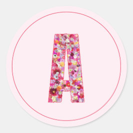 Moderne elegante rosa florale Monogramm Buchstabe  Runder Aufkleber