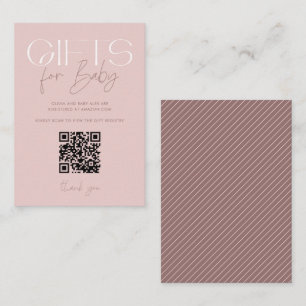 Moderne elegante rosa Geschenke Kinderdusche QR Co Begleitkarte