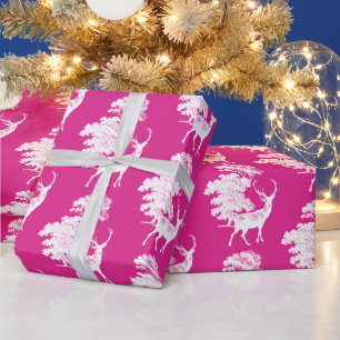 Moderne elegante rosa Hirsch Country Toile Geschenkpapier