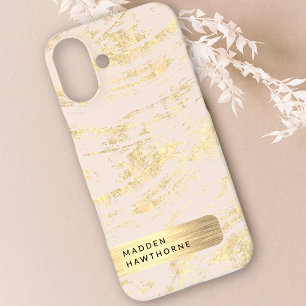Moderne elegante Rosa Imitats Golden Foil Chic iPhone 16 Plus Hülle