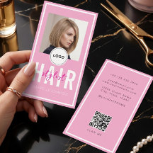 Moderne elegante rosa Logo QR-Code Friseur 