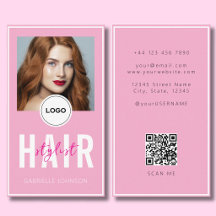 Moderne elegante rosa Logo QR-Code Friseur