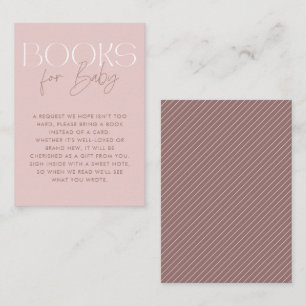 Moderne elegante rosa Mauve Script Books für Baby Begleitkarte