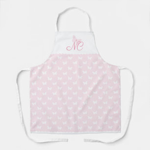 Moderne elegante Rosa-Monogram-Schmetterling Schürze