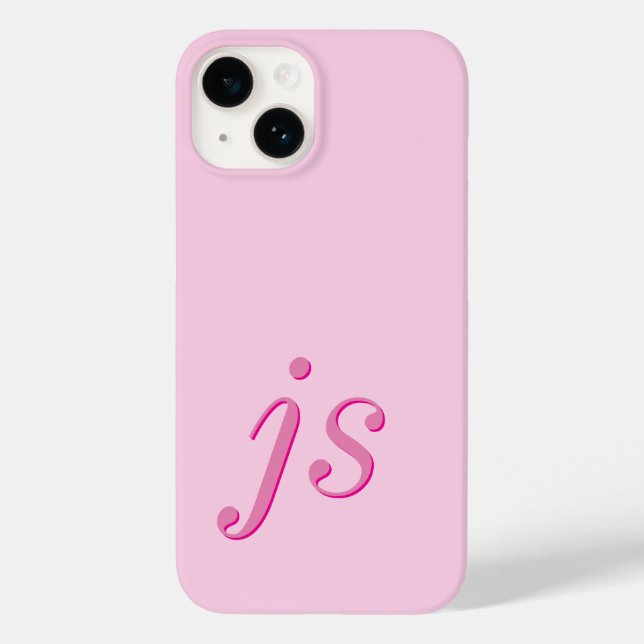 Moderne elegante rosa Monogramm-Initialen Case-Mate iPhone Hülle (Rückseite)