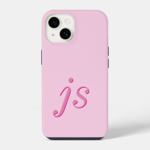 Moderne elegante rosa Monogramm-Initialen iPhone 14 Hülle