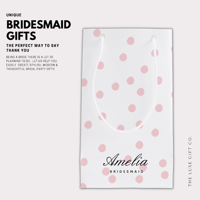 Moderne elegante rosa Polka Dot Bridesmaid Kleine Geschenktüte (Von Creator hochgeladen)