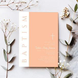 Moderne elegante rosa religiöse Mädchentaufe Einladung