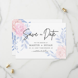 Moderne Elegante Rosa Rose Minimalistische Hochzei Save The Date