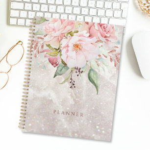 Moderne elegante rosa Rosen-Pfingstrosen-Blumenmar Planer