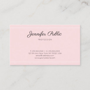 Moderne Elegante Rosa Trendige Schriftart Einfache Visitenkarte