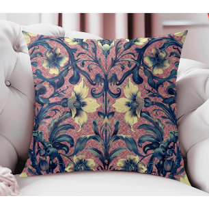 Moderne elegante rosa und blaue florale Barock Kissen
