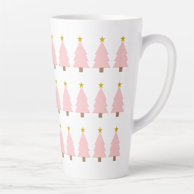Moderne Elegante Rosa Weihnachtsbaum Milchtasse (Rechts)