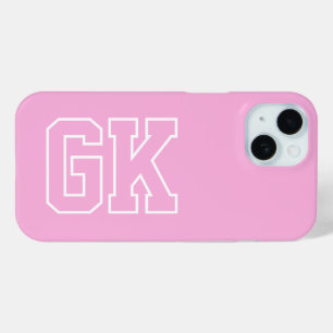 Moderne elegante rosa weiße Monogramm-Initialen Case-Mate iPhone Hülle