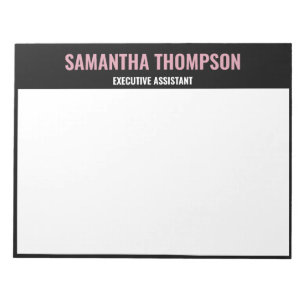 Moderne elegante rosa, weiße und schwarze Designs Notizblock