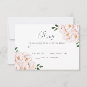 Moderne elegante rosafarbene florale Hochzeits-RSV RSVP Karte