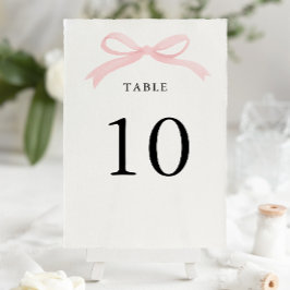 Moderne elegante rosafarbene Schleifenhochzeit Tischnummer