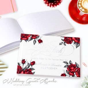 Moderne Elegante Rose Blumenhochzeit Gästebuch