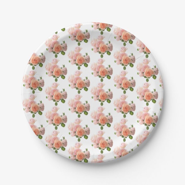 Moderne, elegante Rose Designvorlage Pappteller (Vorderseite)