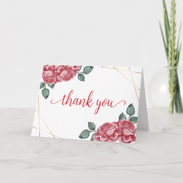 Moderne Elegante Rose Floral Sweetheart Babydusche Dankeskarte (Vorderseite)