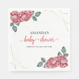 Moderne Elegante Rose Floral Sweetheart Babydusche Serviette