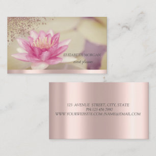 Moderne elegante Rose Gold Diamanten Lotus Boho Visitenkarte