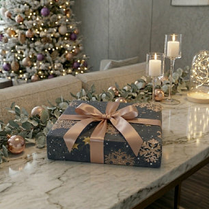 Moderne elegante Rose-Gold-Glitter-Schneeflocken G Geschenkpapier