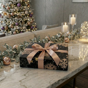 Moderne elegante Rose-Gold Glitter-Schneeflocken S Geschenkpapier