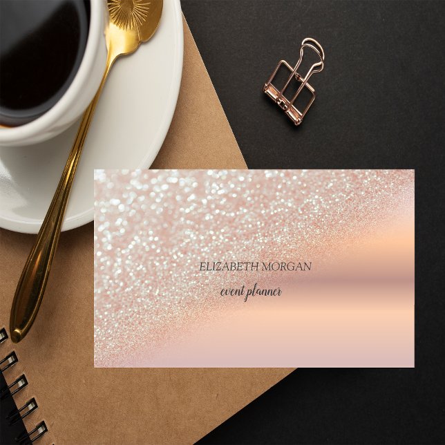 Moderne Elegante Rose Gold Glitzer Bokeh Ombre Visitenkarte (Von Creator hochgeladen)