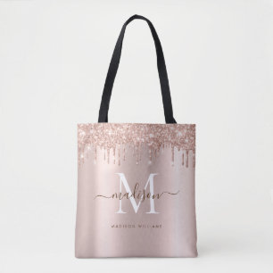 Moderne elegante Rose Gold Glitzer Monogram Script