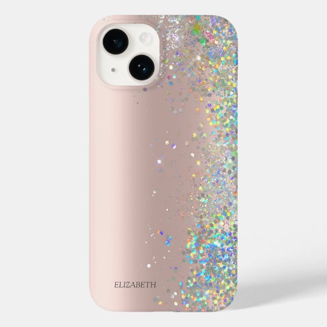 Moderne elegante Rose Gold Glitzer Sequins Case-Mate iPhone Hülle (Rückseite)