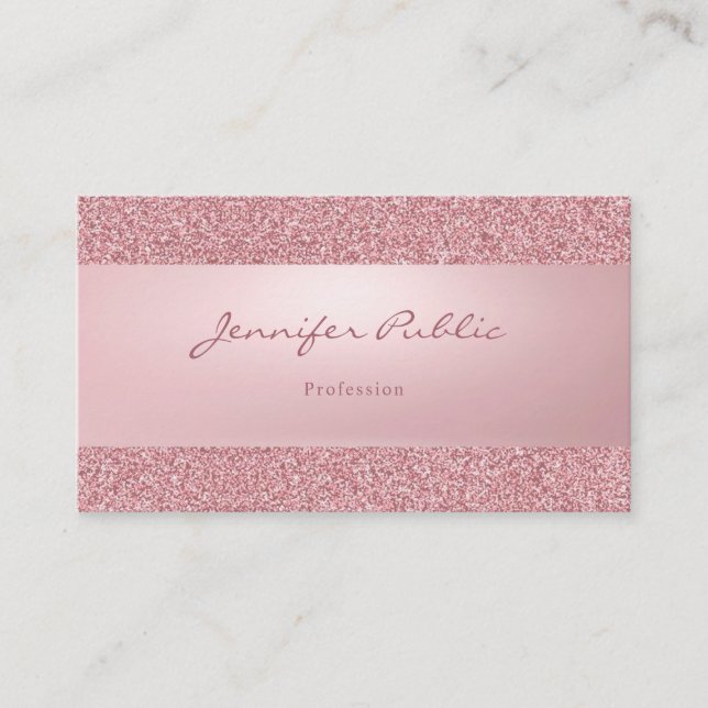 Moderne elegante Rose Gold Glitzer Template Visitenkarte (Vorderseite)