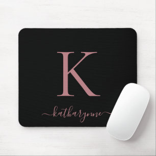 Moderne elegante Rose Gold Monogramm Schrift Schwa Mousepad