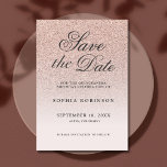 Moderne Elegante Rose Gold Save the Date Quinceñer<br><div class="desc">Modernes und elegantes Rosa,  Rose Gold Glitzer ombre Drehbuch Save the Date Karte Quinceañera 15. Geburtstag Einladung. Sweet 15 Geburtstagsparty mit schwarzer moderner Kalligraphie. Stilvolle und einzigartige Designvorlage.</div>