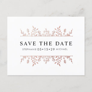 Moderne Elegante Rose Goldener Chic Save the Date Ankündigungspostkarte
