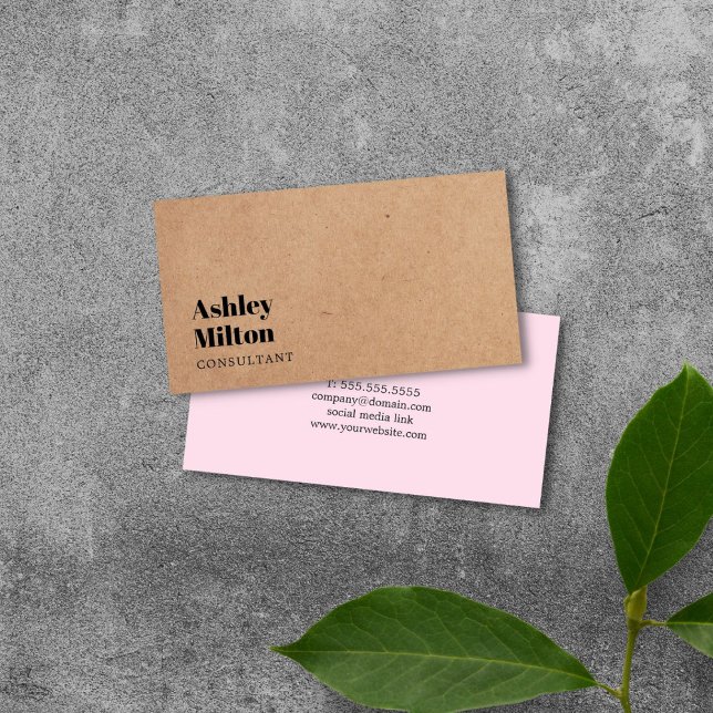 Moderne elegante Rose PRINTED Kraft Paper Consulta Visitenkarte (Von Creator hochgeladen)
