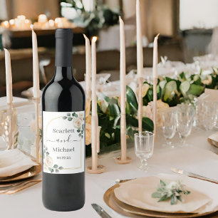 Moderne Elegante Rose und Golden Arch Hochzeit Weinetikett