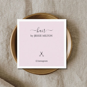 Moderne Elegante Rose Weißer Friseur Quadratische Visitenkarte