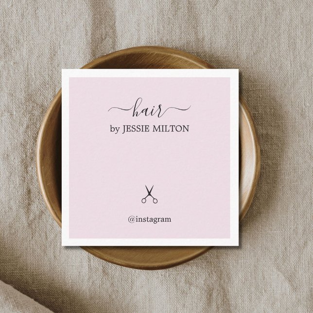 Moderne Elegante Rose Weißer Friseur Quadratische Visitenkarte (Von Creator hochgeladen)