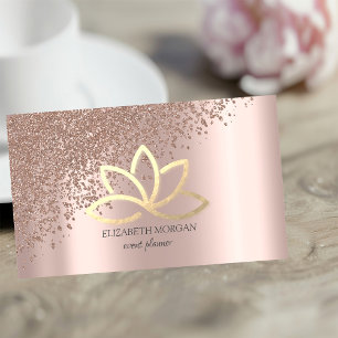 Moderne Elegante Roségold Diamanten Gold Lotus Visitenkarte