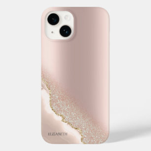 Moderne Elegante Roségold Glitter Marmor Case-Mate iPhone 14 Hülle