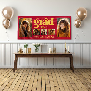Moderne, elegante Rot-Gold-Abschluss-Fotosammlung Banner