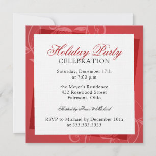 Moderne Elegante Rote Flora Einladung