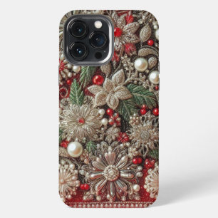 Moderne elegante rote grüne Perlen Valentinstag iPhone 13 Pro Max Hülle