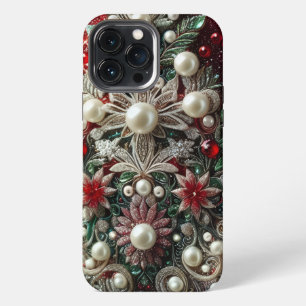 Moderne elegante rote grüne Perlen Valentinstag iPhone 13 Pro Max Hülle