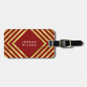 Moderne elegante rote Imitat Gold geometrische Lin Gepäckanhänger