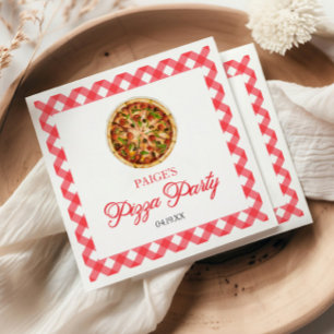 Moderne elegante rote Pizza-Party-Geburtstagsfeier Serviette