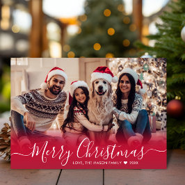 Moderne Elegante Rote Typografie 2 Foto Weihnachte Feiertagskarte