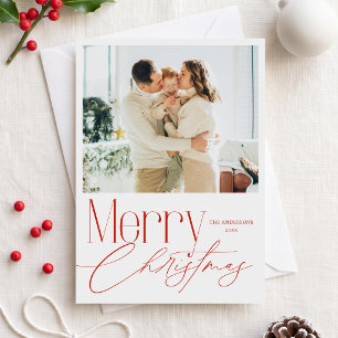 Moderne elegante rote Weihnachtsfotos Feiertagskarte