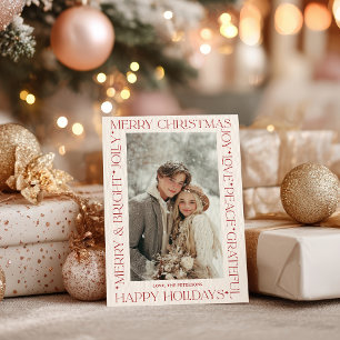 Moderne elegante rote Weihnachtswörter-Foto Einladung